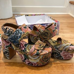 New! Jeffrey Campbell moody tapestry platform heels!